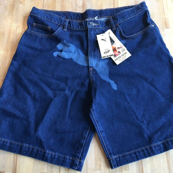 A$AP x PUMA Denim Shorts(Jorts) Sz 34 NEW - Picture 1 of 6